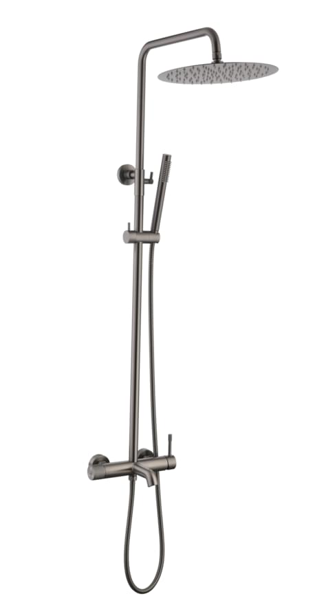 Плитка Boheme Uno Душевая система UNO со смесителем оружейная сталь брашированная  поверхность брашированная