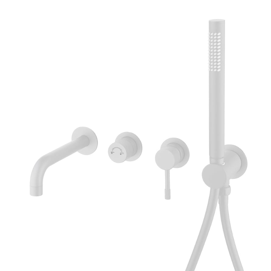 Плитка Boheme Uno Смеситель UNO для ванны настенный с внутренней частью белый  поверхность матовая