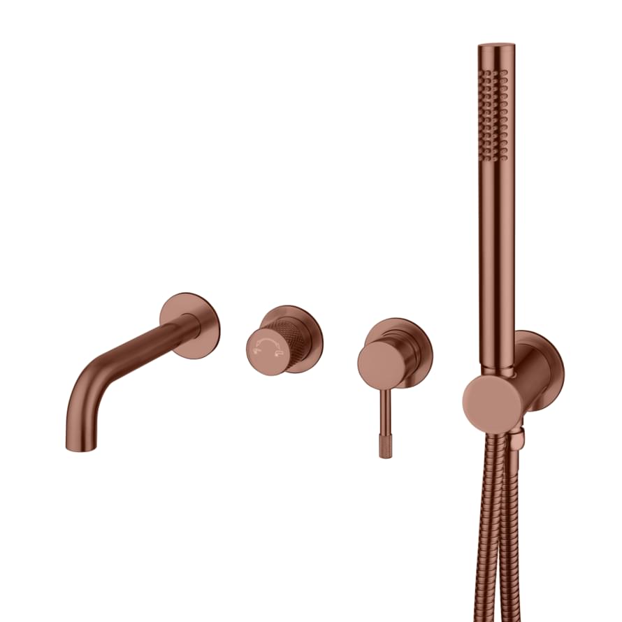 Плитка Boheme Uno Смеситель UNO для ванны настенный с внутренней частью бронза  поверхность брашированная