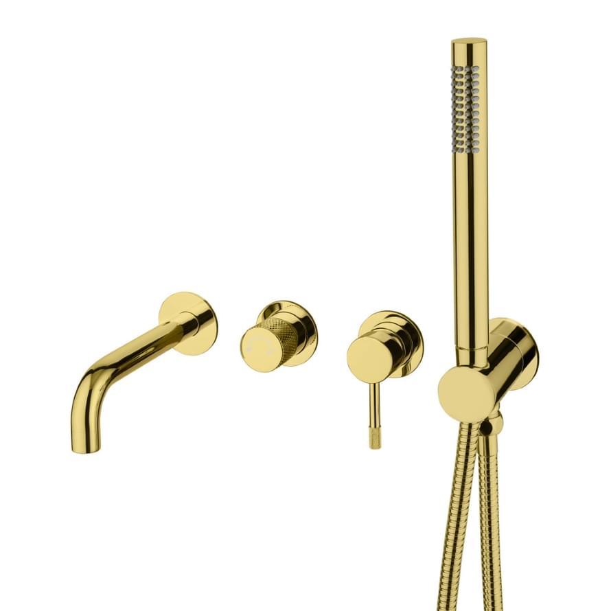 Плитка Boheme Uno Смеситель UNO для ванны настенный с внутренней частью золото  поверхность глянец