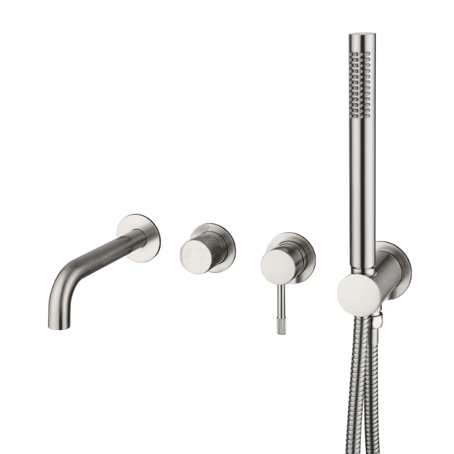 Плитка Boheme Uno Смеситель UNO для ванны настенный с внутренней частью никель  поверхность брашированная