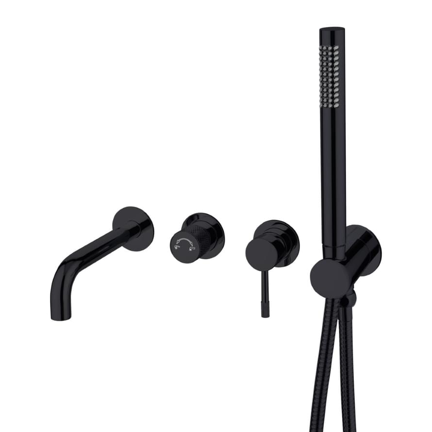 Плитка Boheme Uno Смеситель UNO для ванны настенный с внутренней частью оружейная сталь  поверхность глянец