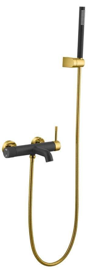 Плитка Boheme Uno Смеситель UNO для ванны с лейкой черный матовый/золото  поверхность матовая