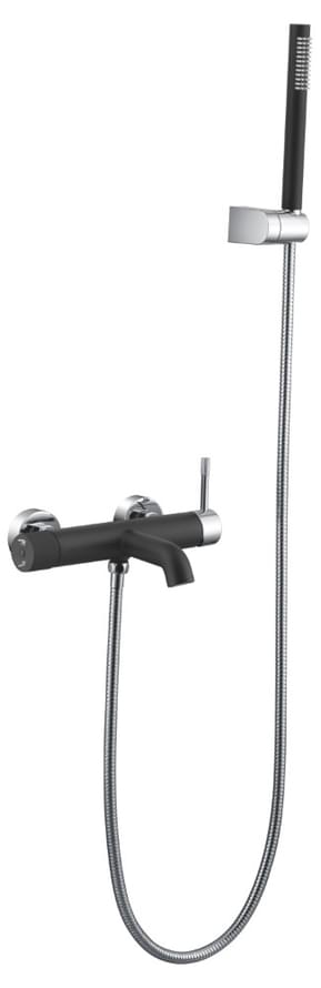 Плитка Boheme Uno Смеситель UNO для ванны с лейкой черный матовый/хром  поверхность матовая