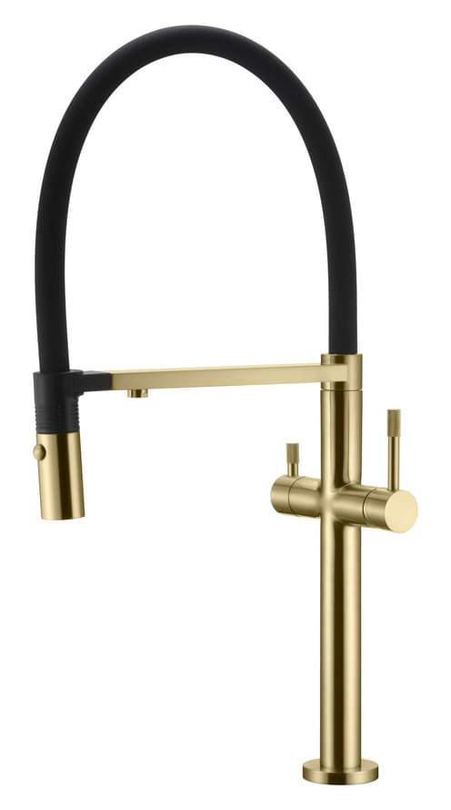 Плитка Boheme Uno Смеситель UNO для кухни c краном для питьевой воды золото брашированное  поверхность брашированная