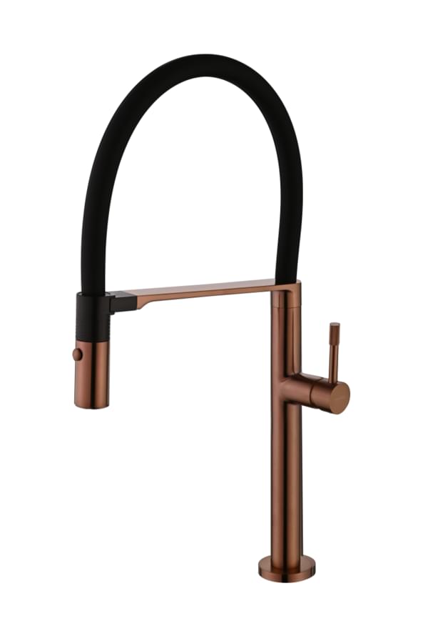 Плитка Boheme Uno Смеситель UNO для кухни с гибким изливом бронза  поверхность брашированная