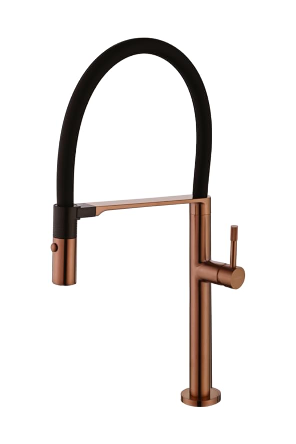 Плитка Boheme Uno Смеситель UNO для кухни с гибким изливом медь  поверхность брашированная