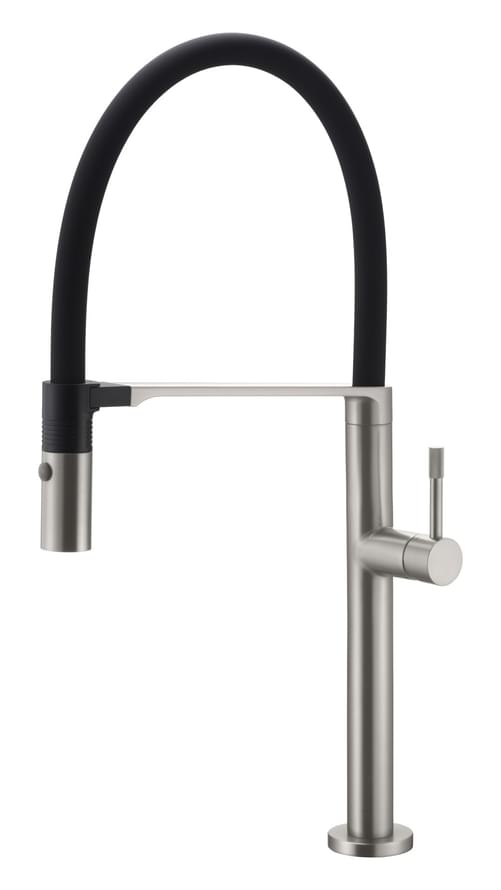 Плитка Boheme Uno Смеситель UNO для кухни с гибким изливом никель  поверхность брашированная