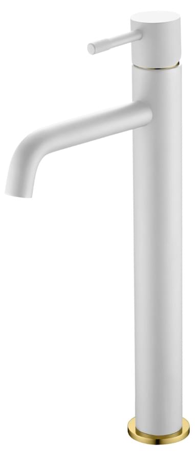 Плитка Boheme Uno Смеситель UNO для раковины высокий белый/золото  поверхность матовая