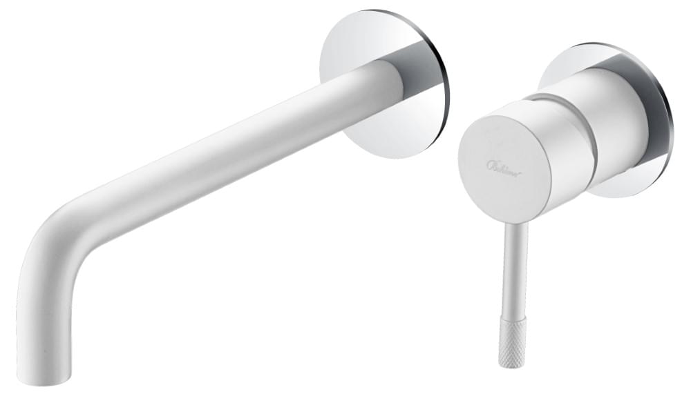 Плитка Boheme Uno Смеситель UNO для раковины настенный с внутренней частью белый/хром  поверхность матовая