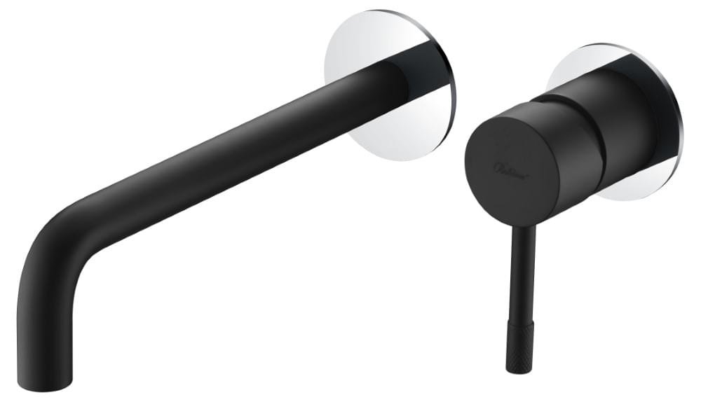 Плитка Boheme Uno Смеситель UNO для раковины настенный с внутренней частью черный матовый/хром  поверхность матовая