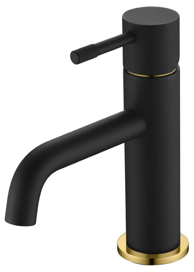 Плитка Boheme Uno Смеситель UNO для раковины черный матовый/золото  поверхность матовая