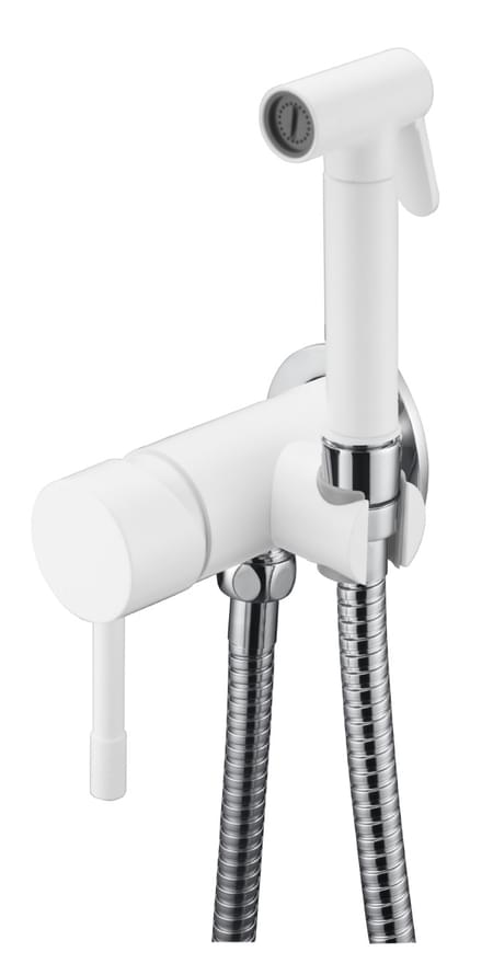 Плитка Boheme Uno Смеситель UNO с гигиеническим душем белый/хром  поверхность матовая