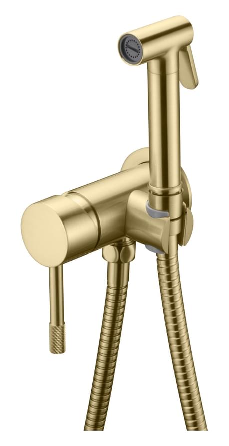 Плитка Boheme Uno Смеситель UNO с гигиеническим душем золото брашированное  поверхность брашированная