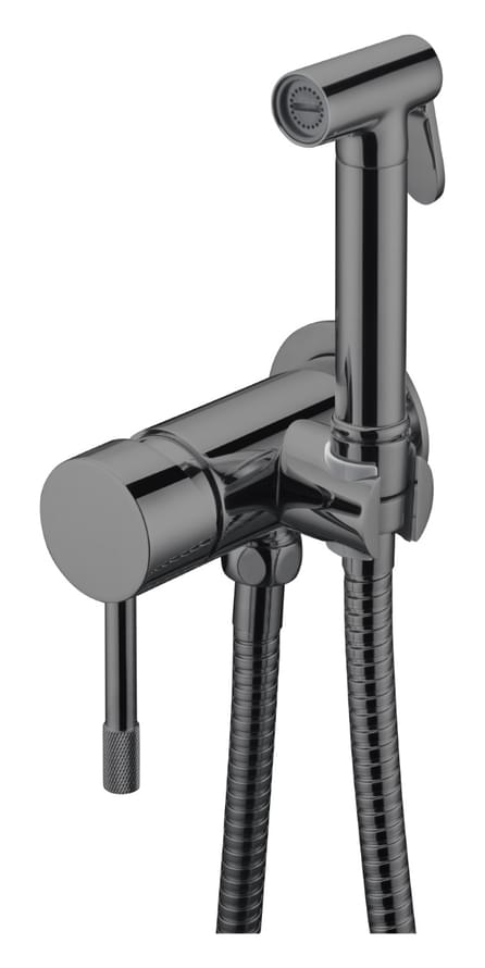 Плитка Boheme Uno Смеситель UNO с гигиеническим душем оружейная сталь  поверхность глянец