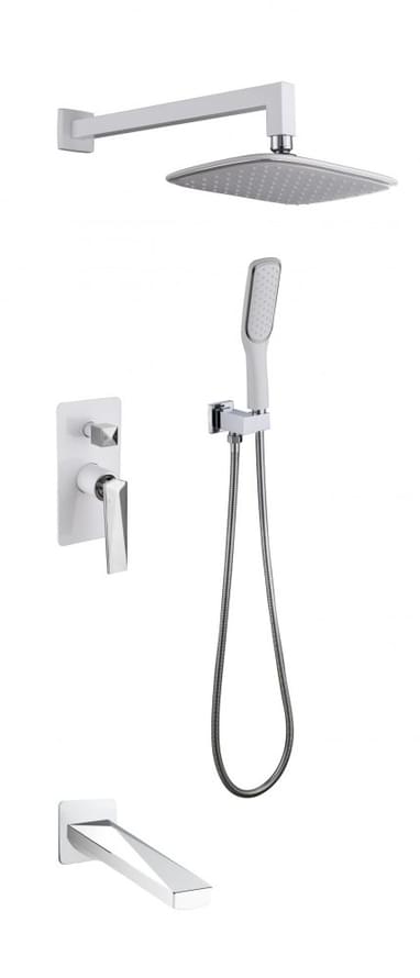 Плитка Boheme Venturo Душевая система VENTURO встроенная с верхним душем изливом и лейкой белый/хром  поверхность глянец