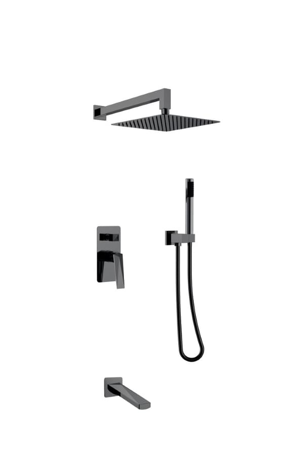 Плитка Boheme Venturo Душевая система VENTURO встроенная с верхним душем изливом и лейкой оружейная сталь  поверхность глянец