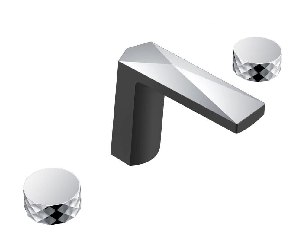 Плитка Boheme Venturo Смеситель VENTURO DIAMOND для раковины на 3 отверстия черный матовый/хром  поверхность микс