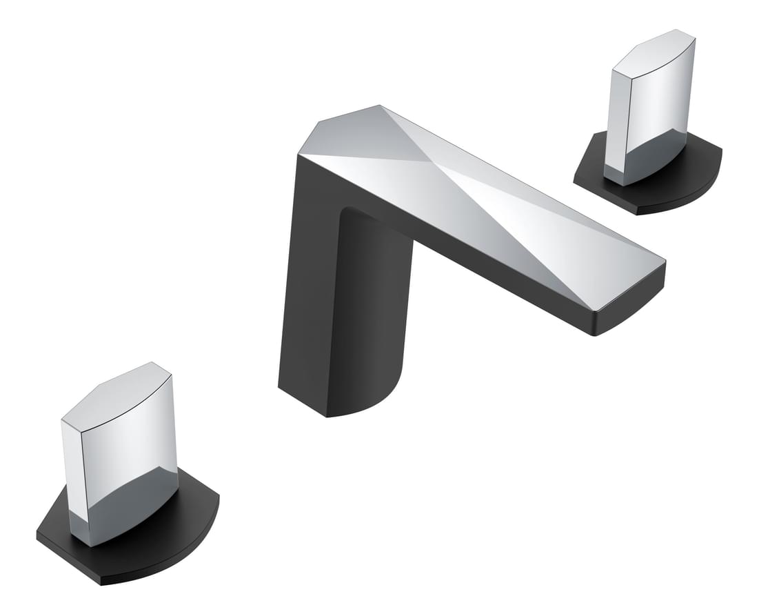 Плитка Boheme Venturo Смеситель VENTURO ICE для раковины на 3 отверстия черный матовый/хром  поверхность микс