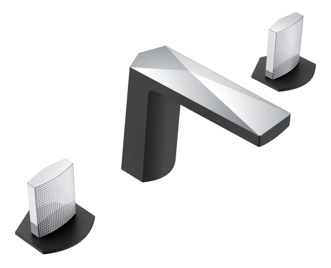 Плитка Boheme Venturo Смеситель VENTURO TOUCH для раковины на 3 отверстия черный матовый/хром  поверхность микс