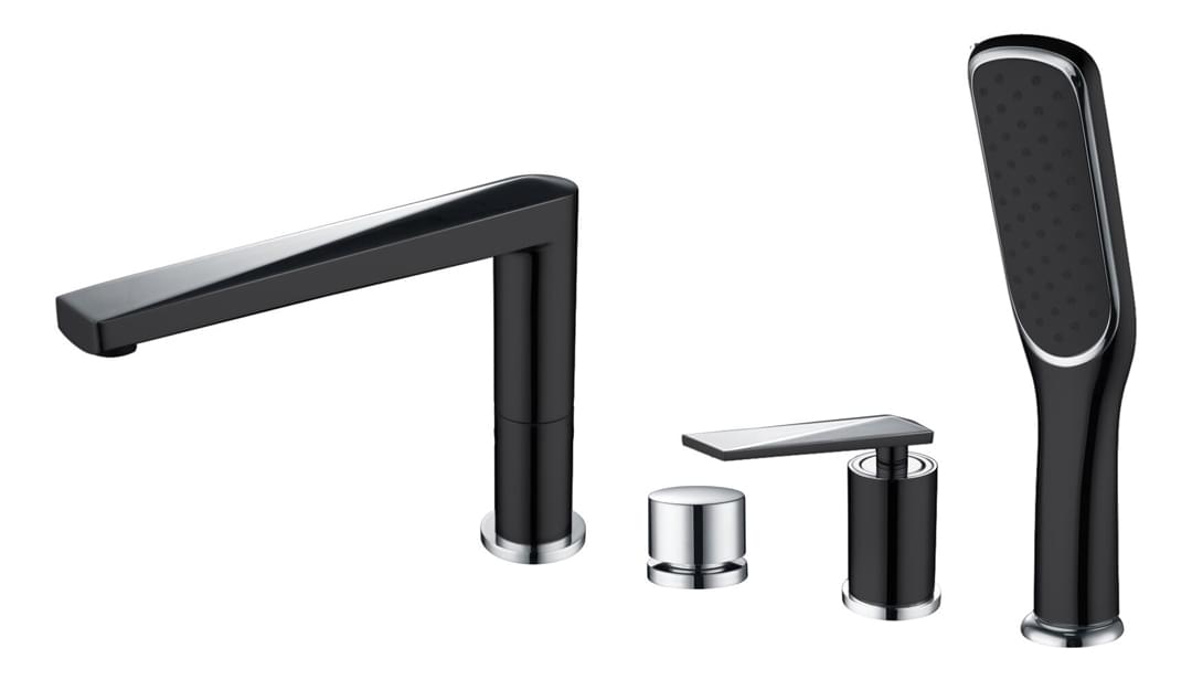 Плитка Boheme Venturo Смеситель VENTURO врезной на борт ванны черный матовый/хром  поверхность микс