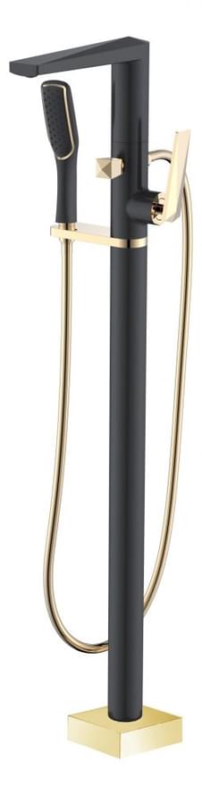 Плитка Boheme Venturo Смеситель VENTURO для ванны напольный черный матовый/золото  поверхность микс