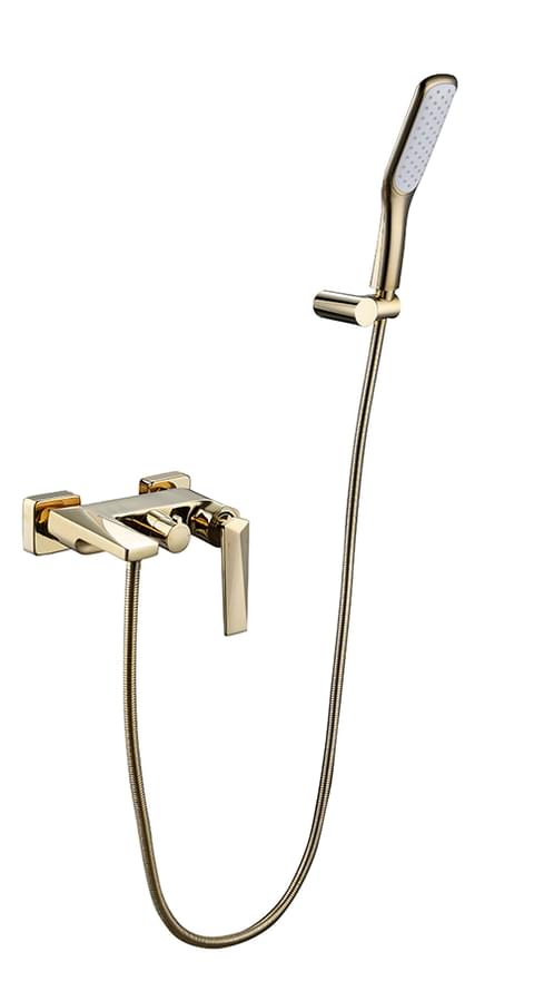 Плитка Boheme Venturo Смеситель VENTURO для ванны с лейкой белый/золото  поверхность глянец