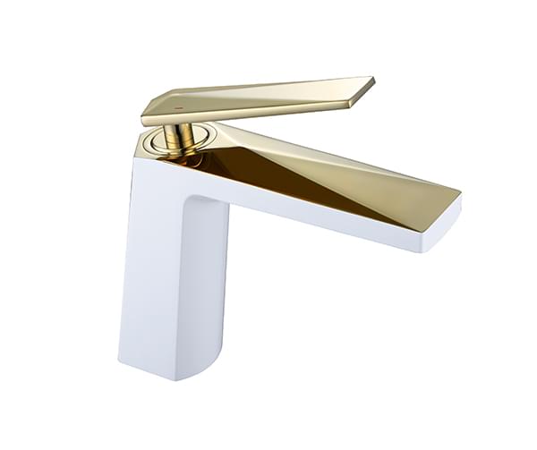 Плитка Boheme Venturo Смеситель VENTURO для раковины белый/золото  поверхность глянец