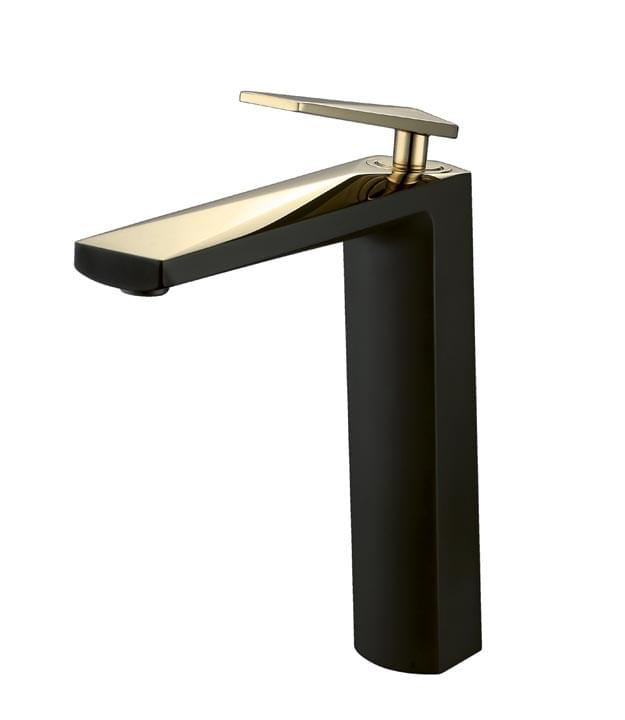 Плитка Boheme Venturo Смеситель VENTURO для раковины высокий черный матовый/золото  поверхность микс