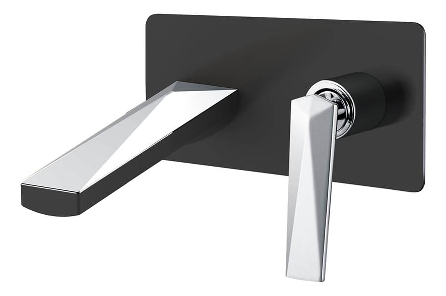 Плитка Boheme Venturo Смеситель VENTURO для раковины настенный черный матовый/хром  поверхность микс