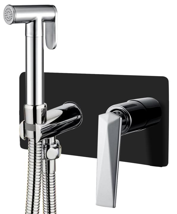 Плитка Boheme Venturo Смеситель VENTURO с гигиеническим душем черный матовый/хром  поверхность микс