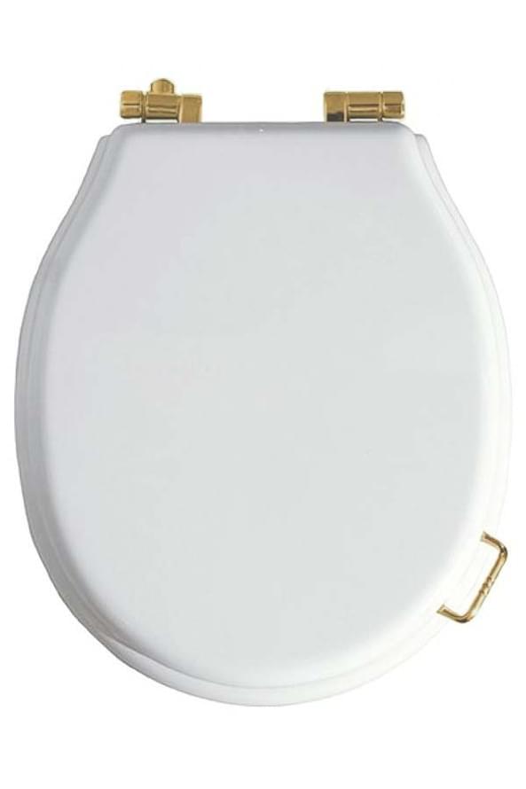 Плитка Boheme Vogue Сиденье для напольного унитаза VOGUE массив белый/золото  поверхность глянец