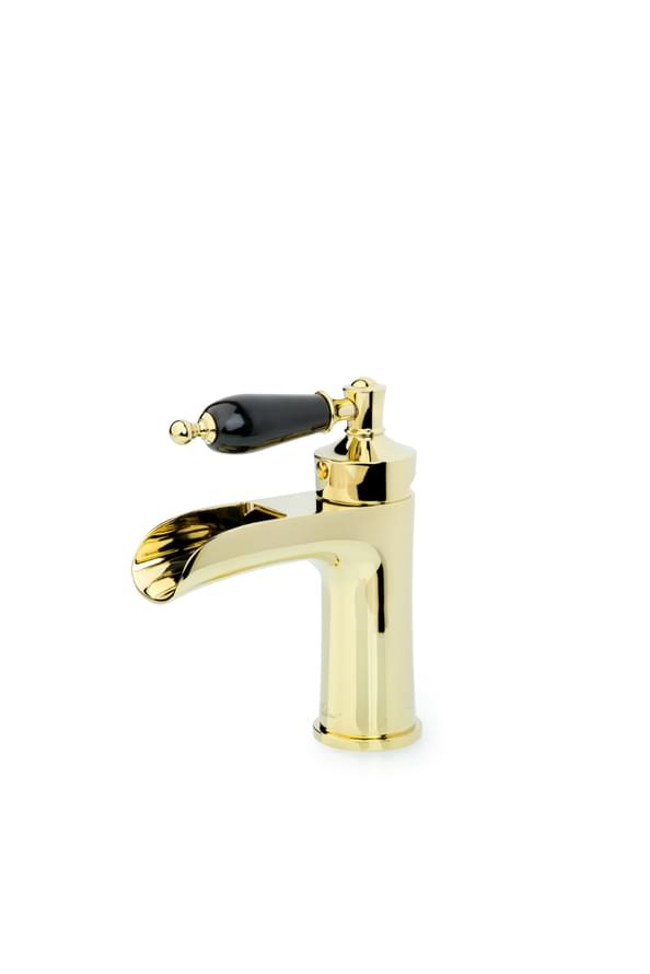 Плитка Boheme Vogue Смеситель VOGUE для раковины с керамической ручкой золото/черный  поверхность глянец