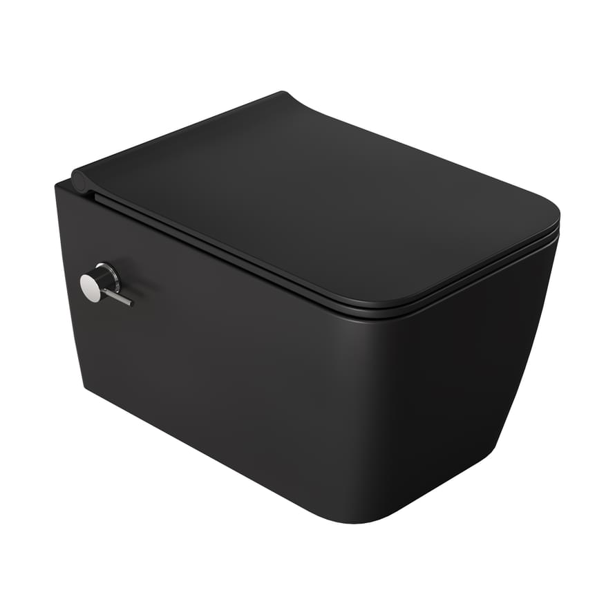 Плитка Boheme Zen Унитаз ZEN с функцией биде подвесной c сиденьем черный матовый  поверхность матовая