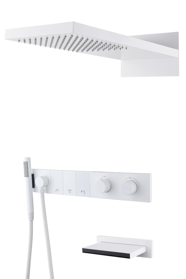 Плитка Boheme Zodiac Душевая система ZODIAC встроенная с термостатом изливом верхним душем и лейкой белый матовый  поверхность матовая