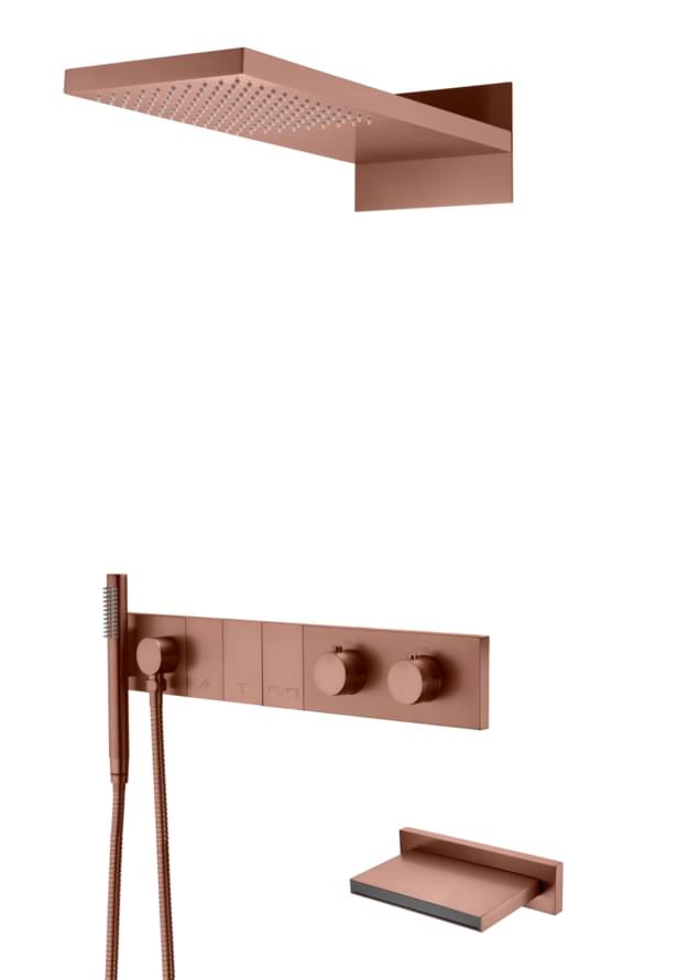 Плитка Boheme Zodiac Душевая система ZODIAC встроенная с термостатом изливом верхним душем и лейкой бронза  поверхность брашированная