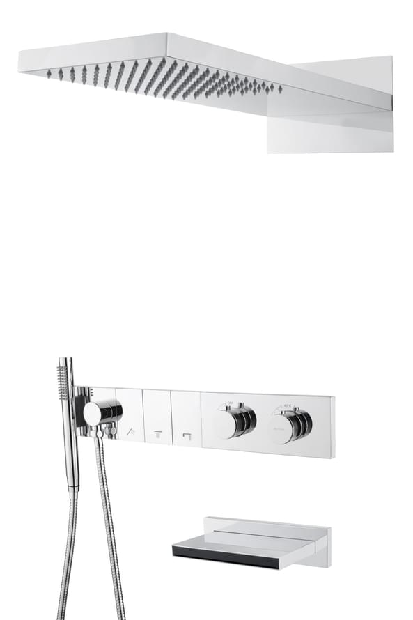 Плитка Boheme Zodiac Душевая система ZODIAC встроенная с термостатом изливом верхним душем и лейкой хром  поверхность глянец