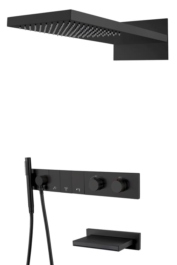 Плитка Boheme Zodiac Душевая система ZODIAC встроенная с термостатом изливом верхним душем и лейкой черный матовый  поверхность матовая