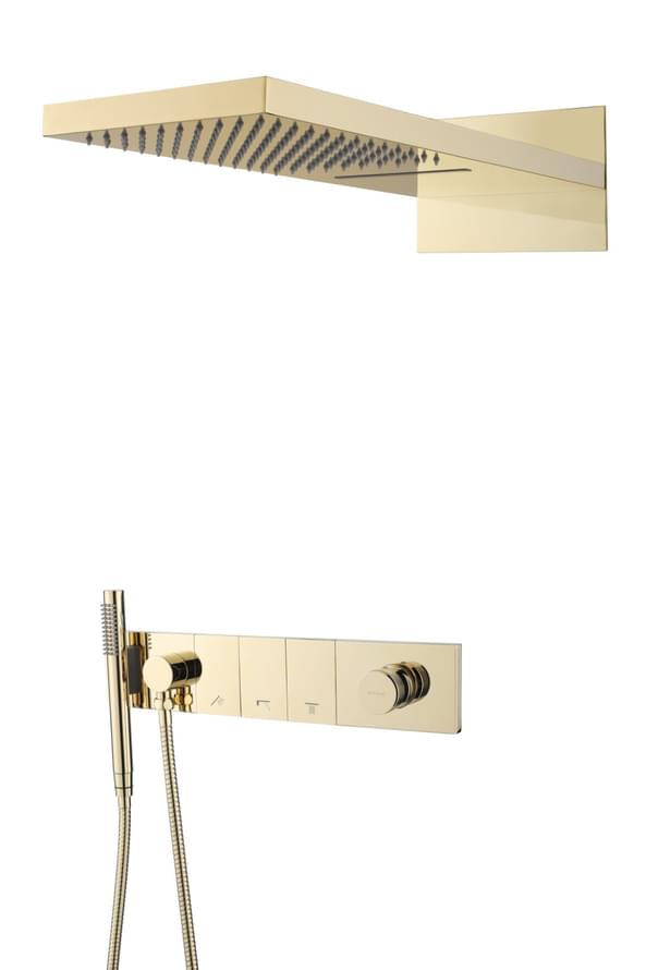 Плитка Boheme Zodiac Душевая система ZODIAC встроенная со смесителем верхним душем и лейкой золото  поверхность глянец