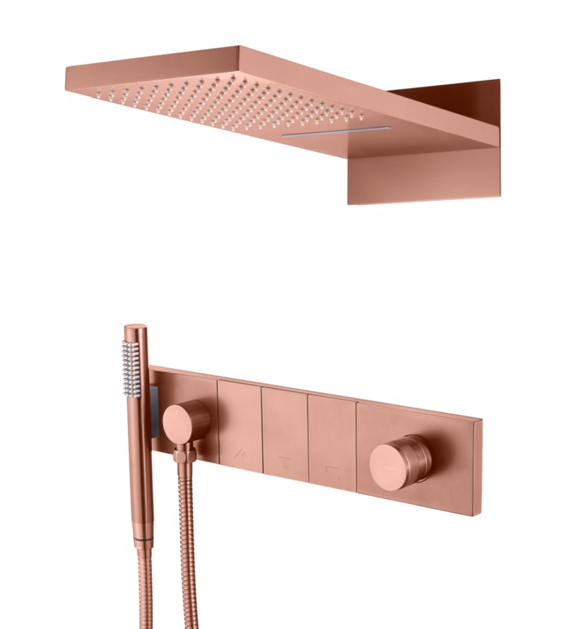 Плитка Boheme Zodiac Душевая система ZODIAC встроенная со смесителем верхним душем и лейкой медь  поверхность брашированная