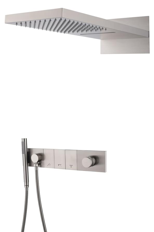 Плитка Boheme Zodiac Душевая система ZODIAC встроенная со смесителем верхним душем и лейкой никель  поверхность брашированная