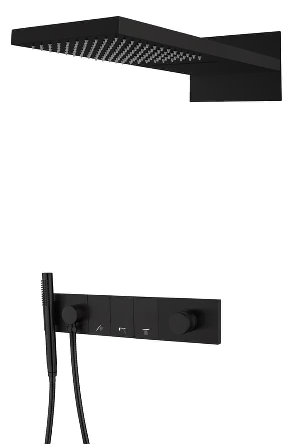 Плитка Boheme Zodiac Душевая система ZODIAC встроенная со смесителем верхним душем и лейкой черный матовый  поверхность матовая