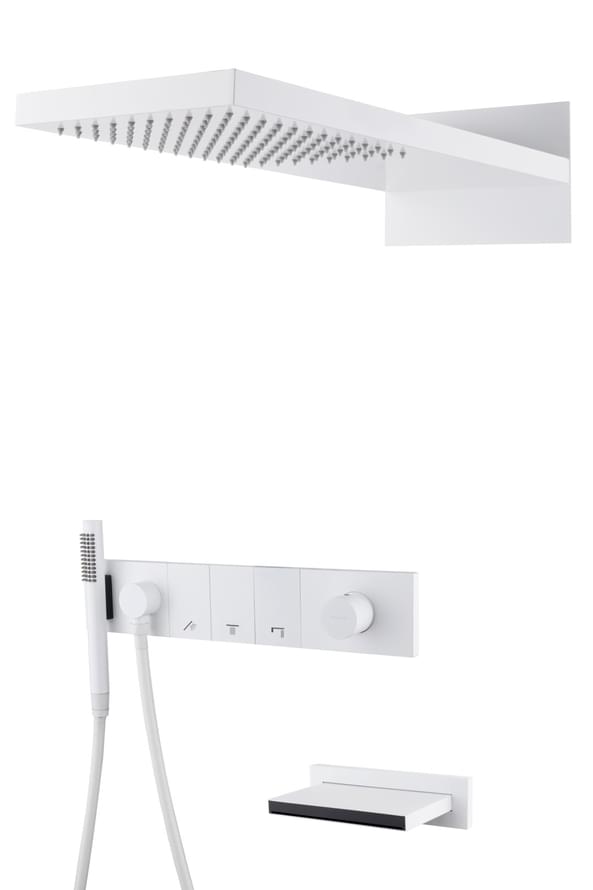 Плитка Boheme Zodiac Душевая система ZODIAC встроенная со смесителем изливом верхним душем и лейкой белый матовый  поверхность матовая