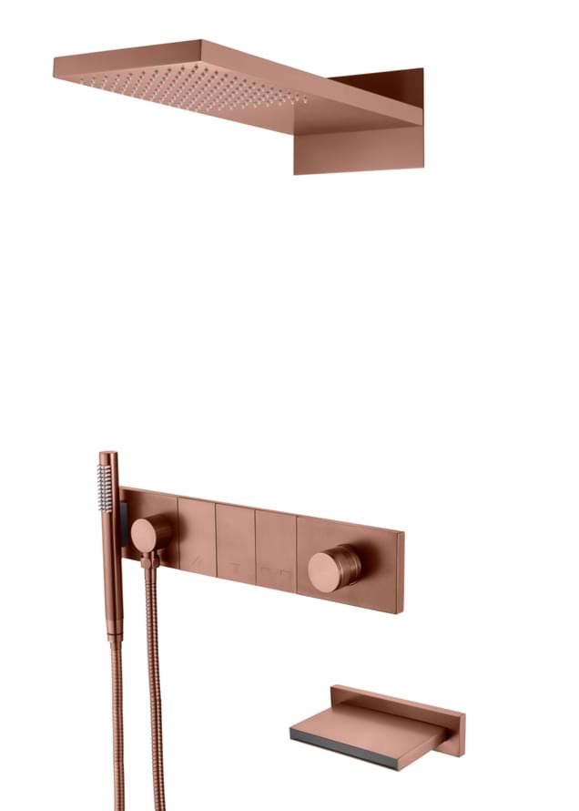 Плитка Boheme Zodiac Душевая система ZODIAC встроенная со смесителем изливом верхним душем и лейкой бронза  поверхность брашированная