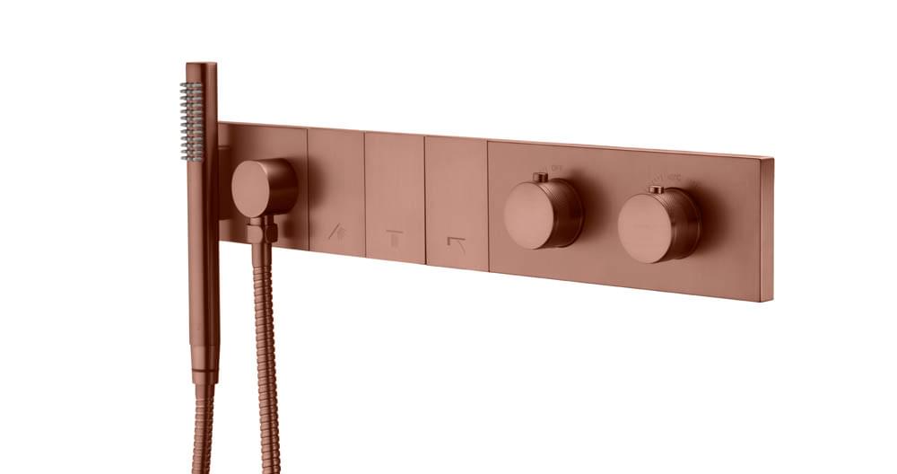 Плитка Boheme Zodiac Смеситель ZODIAC THERMO термостат для душа встроенный с лейкой бронза  поверхность брашированная