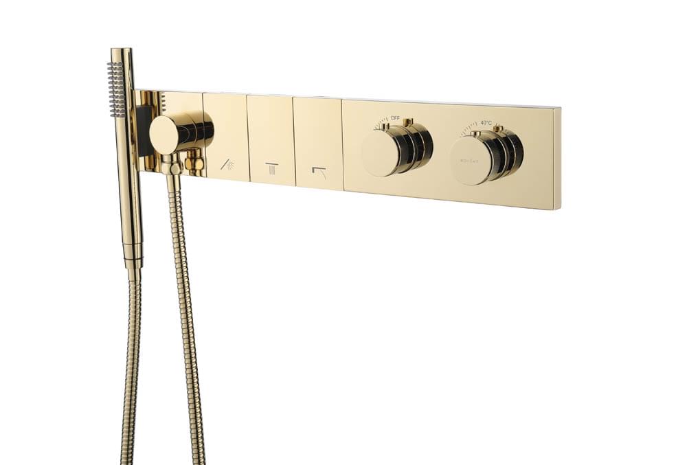 Плитка Boheme Zodiac Смеситель ZODIAC THERMO термостат для душа встроенный с лейкой золото  поверхность глянец