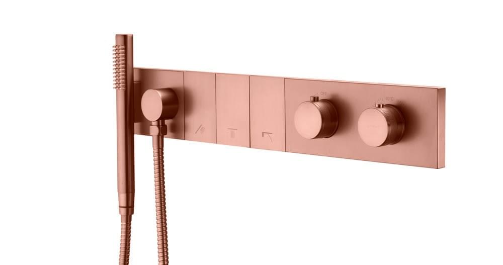 Плитка Boheme Zodiac Смеситель ZODIAC THERMO термостат для душа встроенный с лейкой медь  поверхность брашированная