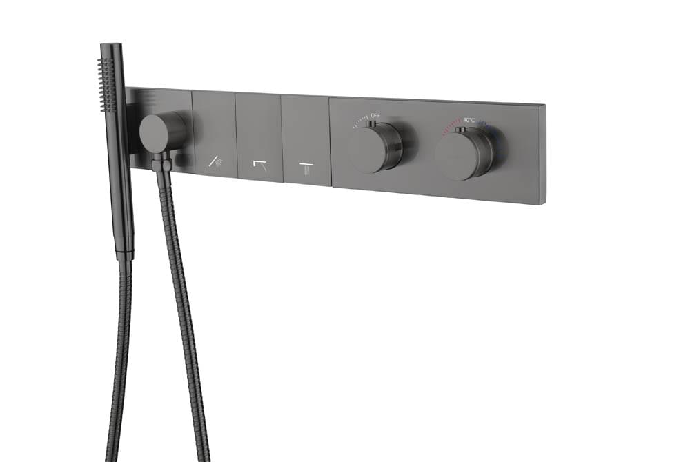 Плитка Boheme Zodiac Смеситель ZODIAC THERMO термостат для душа встроенный с лейкой оружейная сталь брашированная  поверхность брашированная
