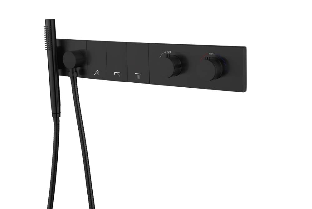 Плитка Boheme Zodiac Смеситель ZODIAC THERMO термостат для душа встроенный с лейкой черный матовый  поверхность матовая