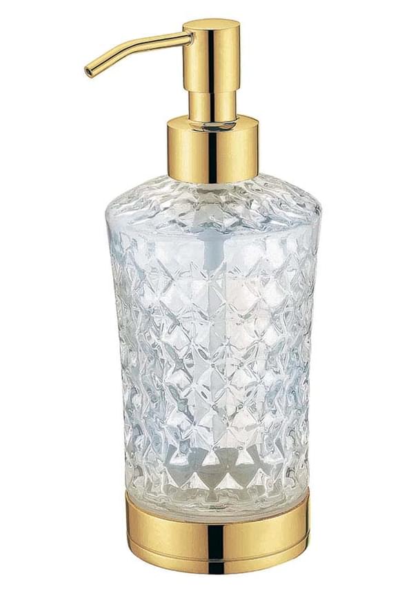 Плитка Boheme Вне Коллекций Дозатор для жидкого мыла настольный круглый золото/прозрачный  поверхность глянец